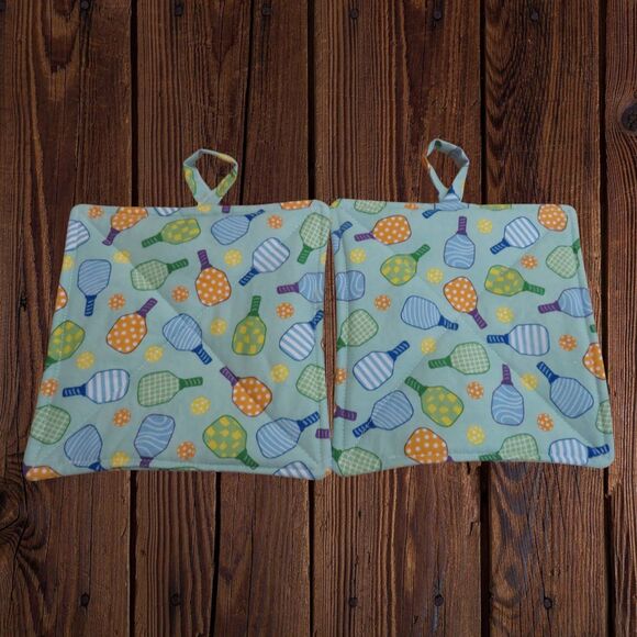 Handmade Quilted Potholder, Pickle Ball Hot Pad, Set of 2 - Picture 5 of 6